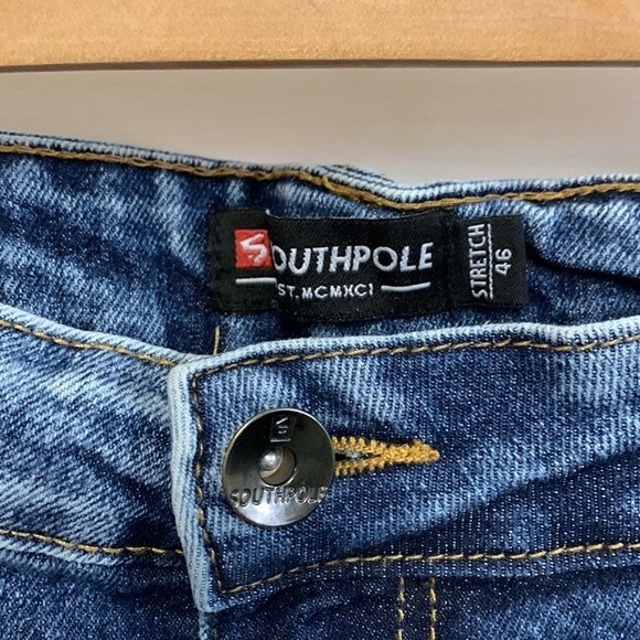 South Pole Stretch Faded Distressed Ribbed Leg Skinny Jeans Size 46 - Picture 4 of 9